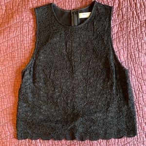 Aritzia Cropped Black Lace Top